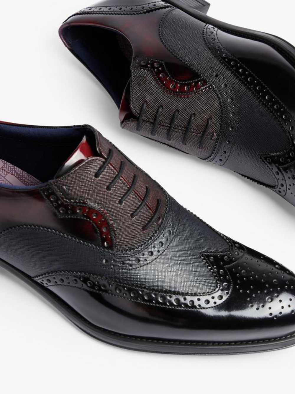 Ted Baker Black and Burgundy Wingtip Oxfords